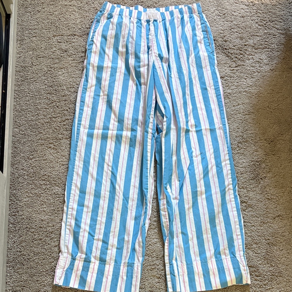 Victoria's Secret Blue and White Striped Lounge Pants XS SHORT